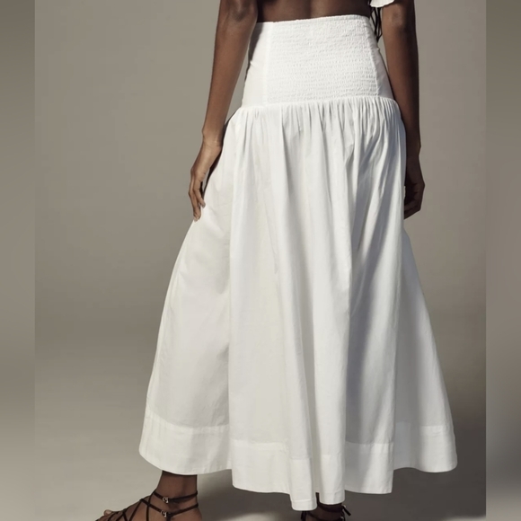 Anthropologie Poplin Tie Front Side Slit Midi Skirt in White Sz 1X and 3X NWT - Picture 2 of 11